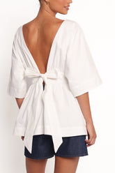 Camila Open Back Top - White
